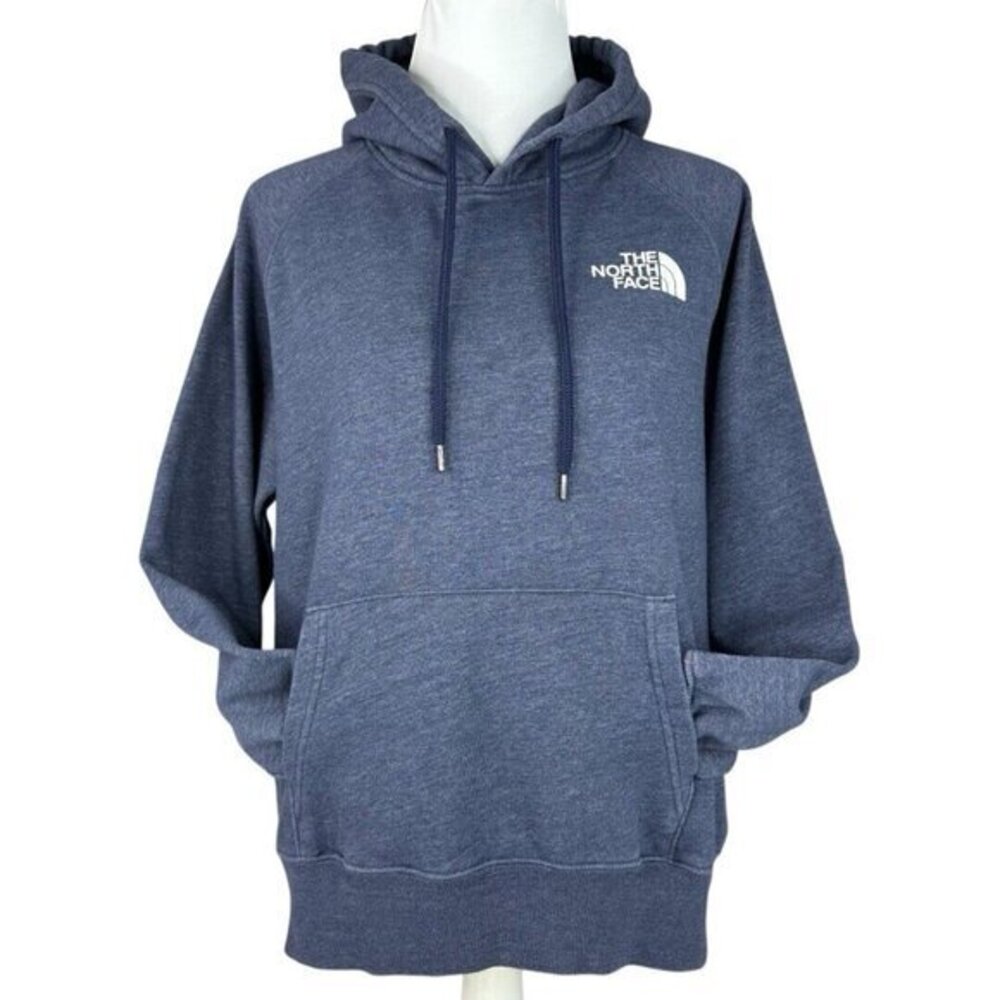 The North Face Womens Blue Heather Graphic Pullover Hoodie Sweatshirt Medium - Picture 2 of 16